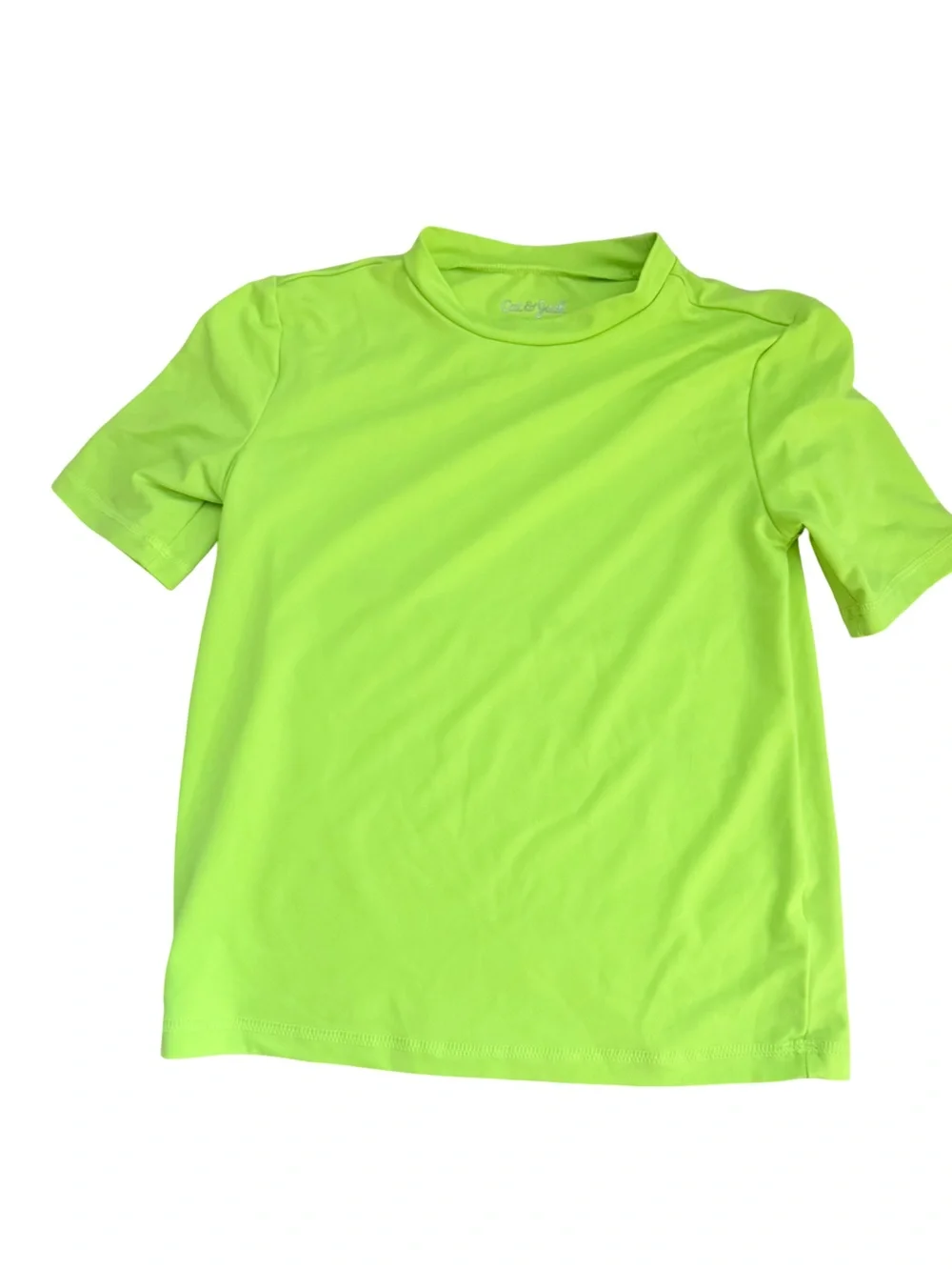 Cat & Jack Boys Neon Lime Green Short Sleeve Rash Guard Swim Shirt -Size S (6/7)